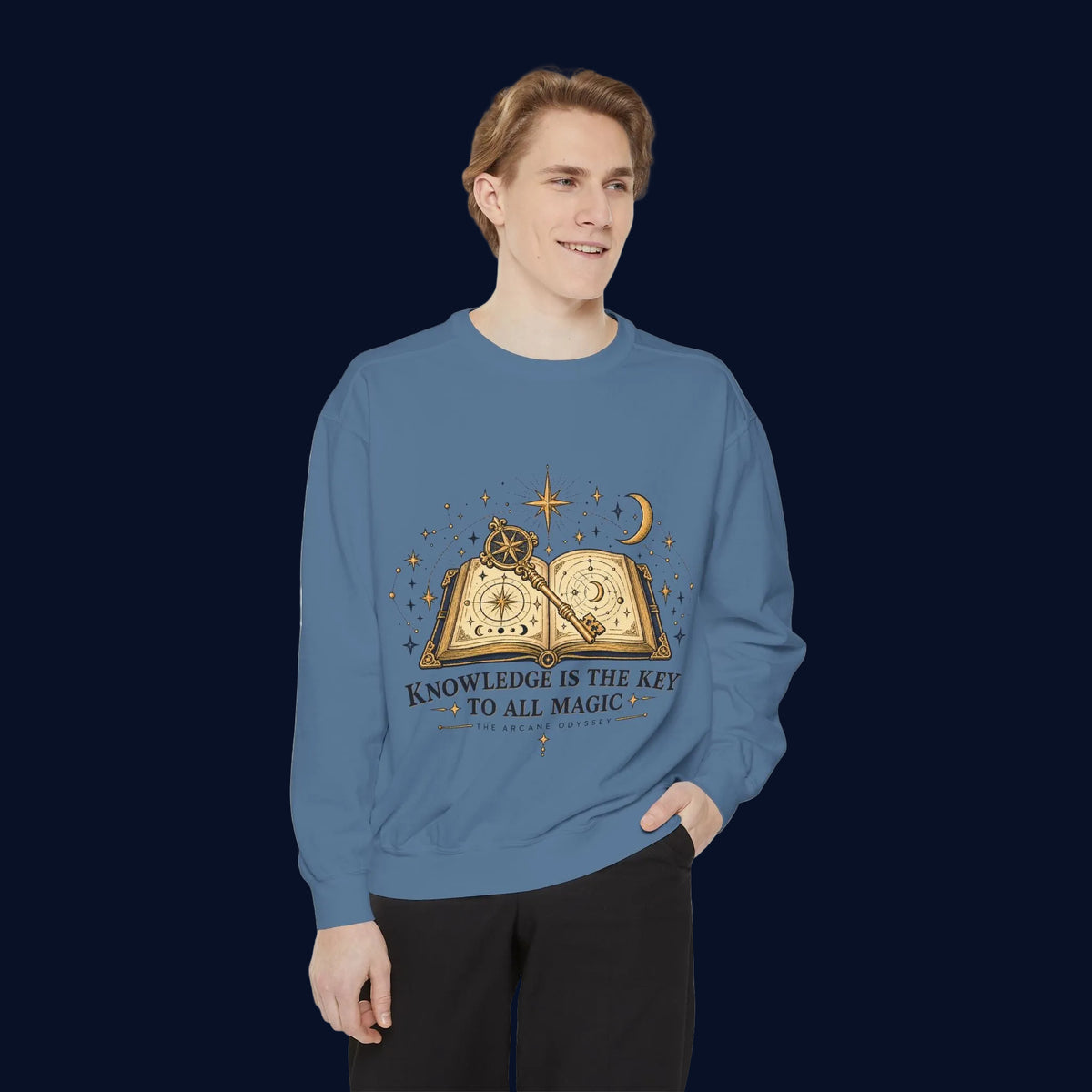 Knowledge Is the Key to All Magic — The Arcane Odyssey Crewneck Sweatshirt