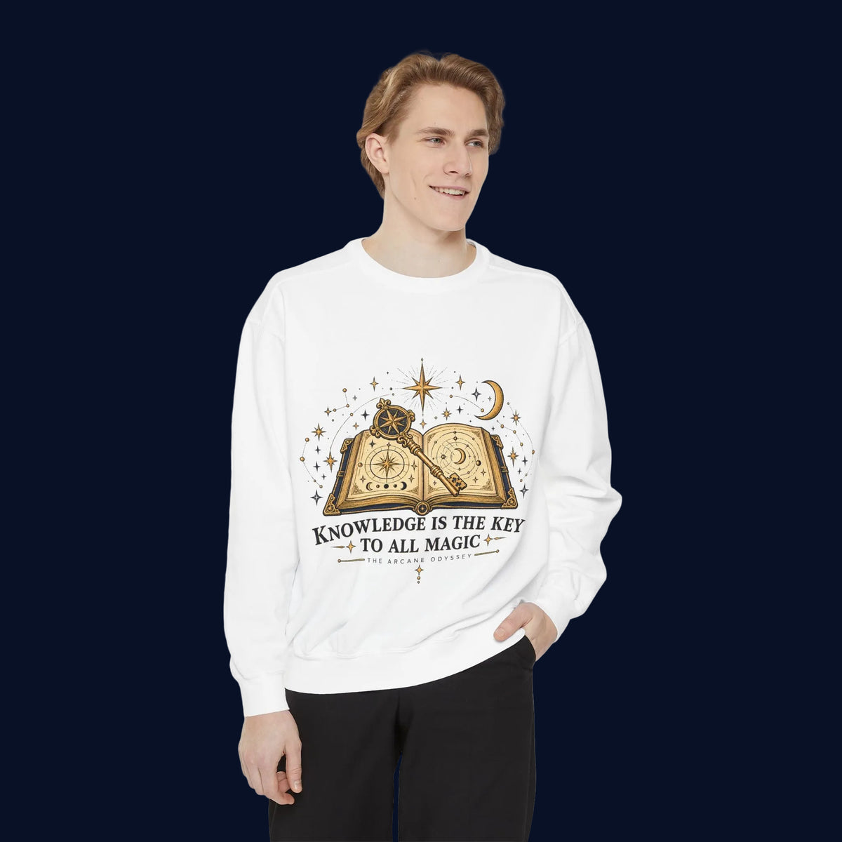 Knowledge Is the Key to All Magic — The Arcane Odyssey Crewneck Sweatshirt